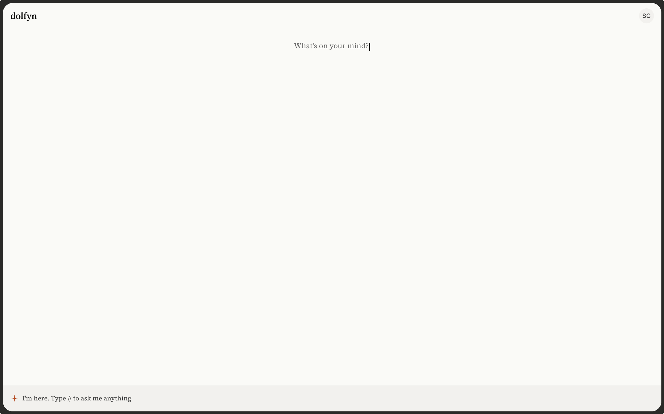 dolfyn note editor — clean canvas, zero chrome